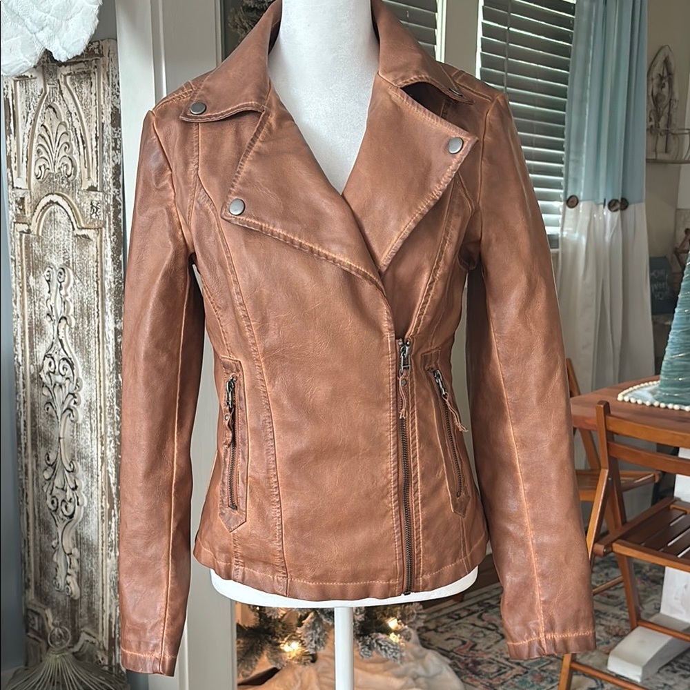 Brown Faux Leather Jacket